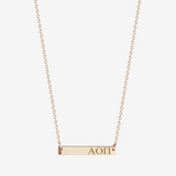 Alpha Omicron Pi Horizontal Bar Necklace in Cavan Gold and 14K Gold