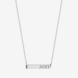 Alpha Omicron Pi Horizontal Bar Necklace in Sterling Silver