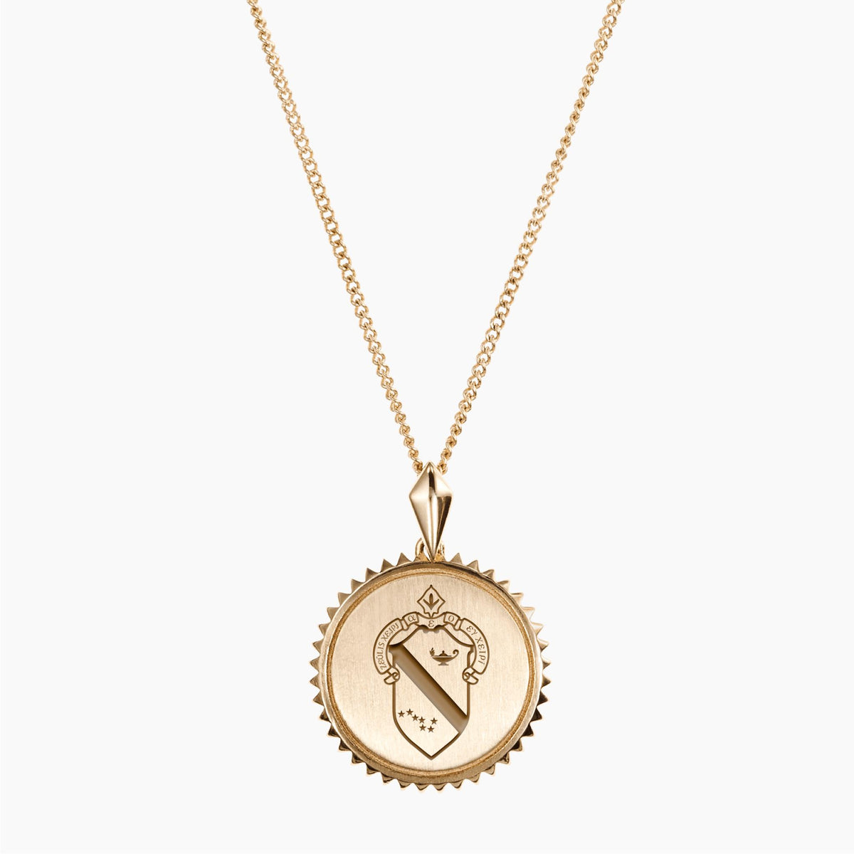 Gold Alpha Phi Sunburst Crest Necklace