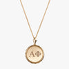 Gold Alpha Phi Sunburst Letters Necklace