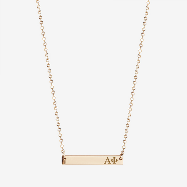 Alpha Phi Horizontal Bar Necklace in Cavan Gold and 14K Gold