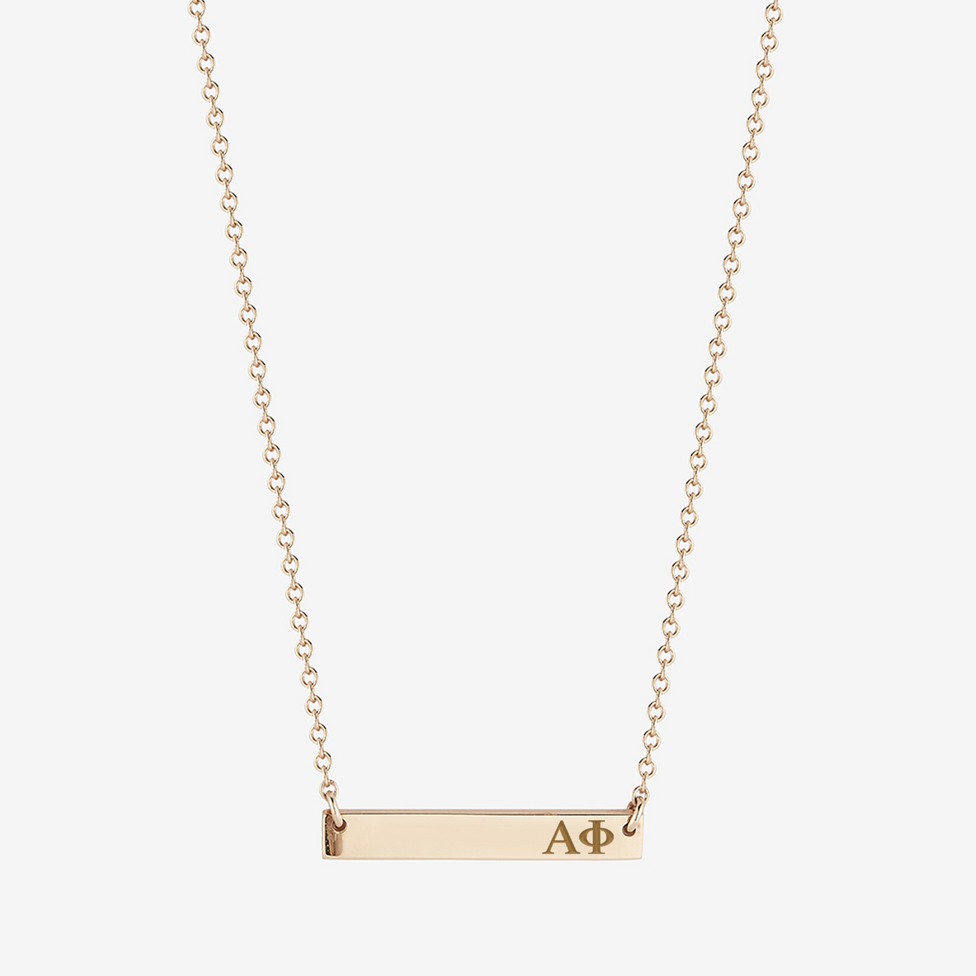 Alpha Phi Horizontal Bar Necklace in Cavan Gold and 14K Gold