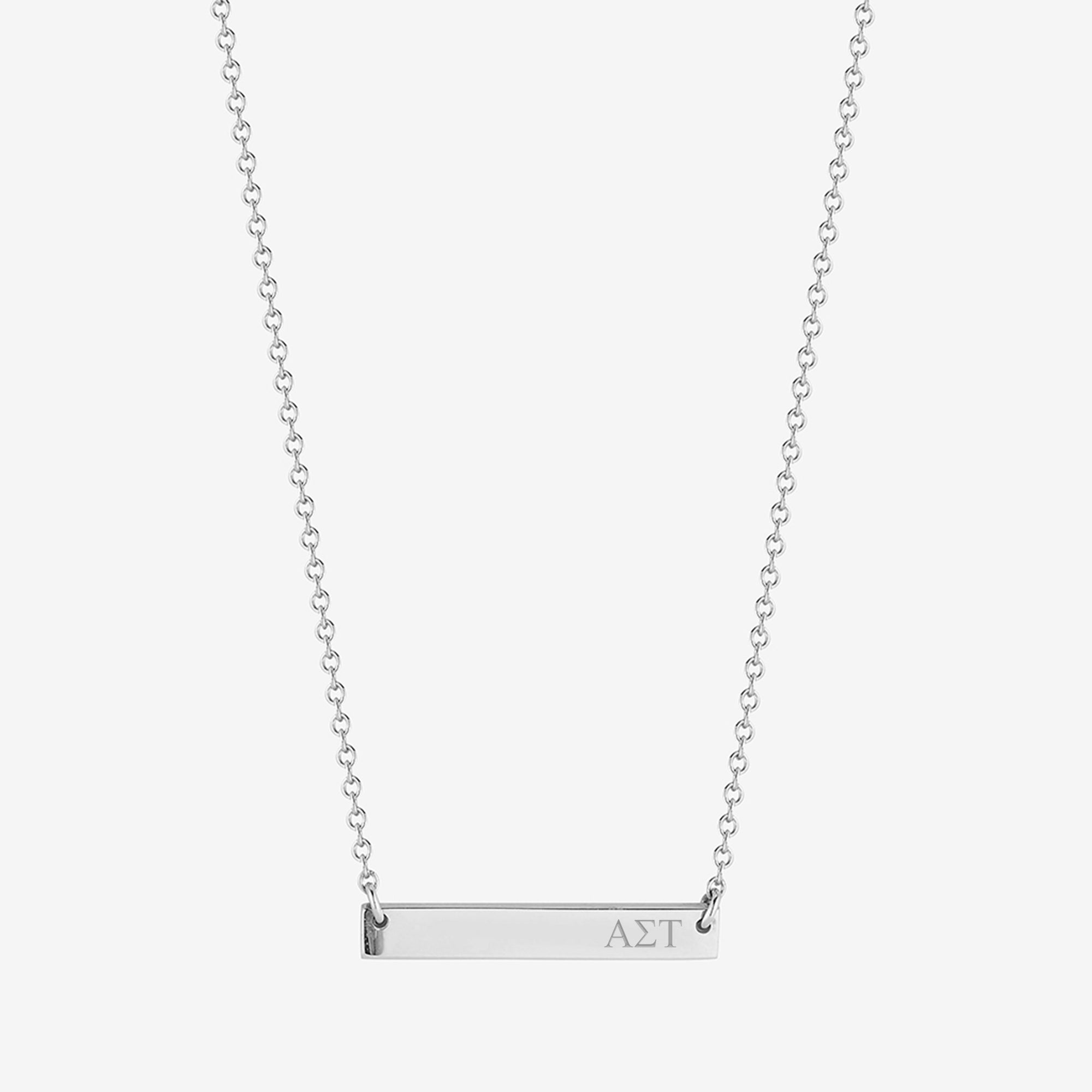 Alpha Sigma Tau Horizontal Bar Necklace in Sterling Silver