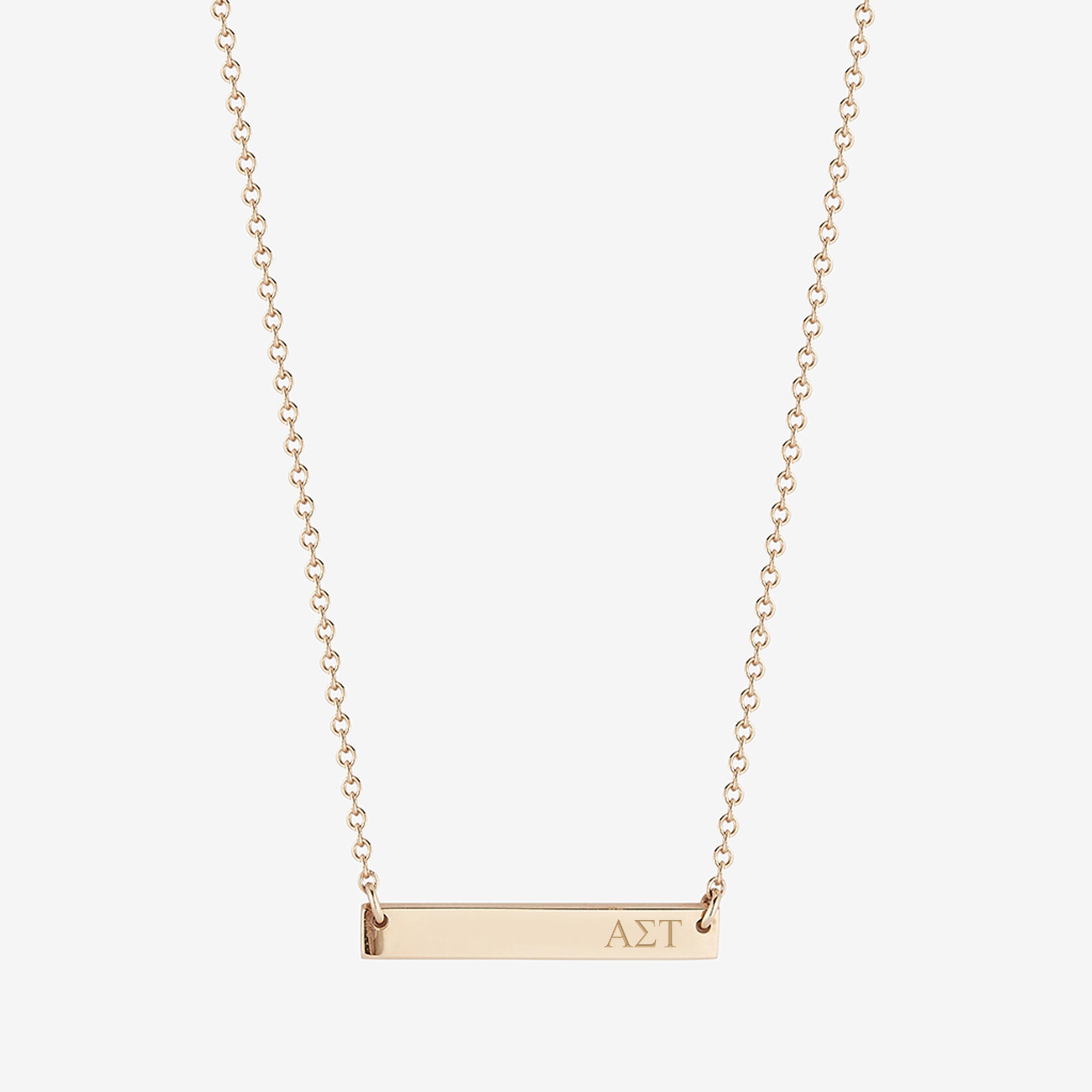 Alpha Sigma Tau Horizontal Bar Necklace in Cavan Gold and 14K Gold
