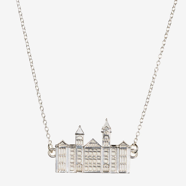 Silver Auburn Samford Hall Necklace