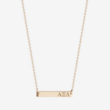 Alpha Xi Delta Horizontal Bar Necklace in Cavan Gold and 14K Gold