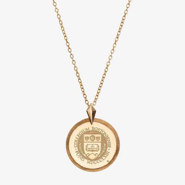 Gold Boston College Florentine Crest Necklace Petite