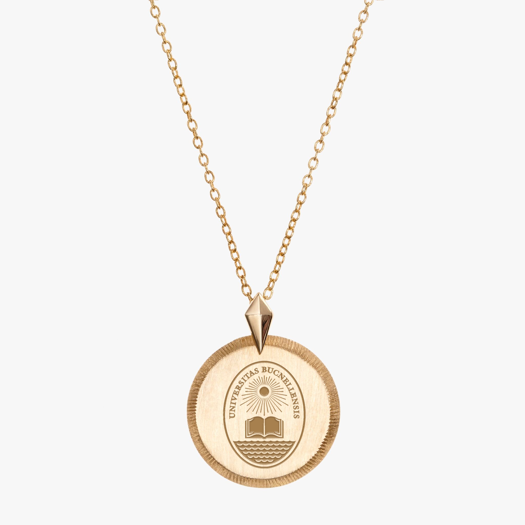 Bucknell University Seal Florentine Necklace Petite in Cavan Gold 14K Gold