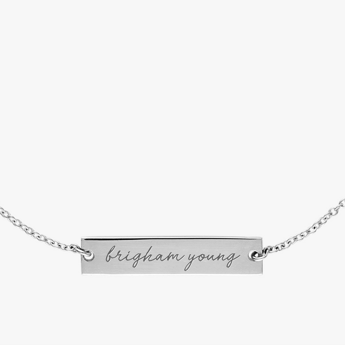 BYU Horizontal Necklace Sterling Silver Close Up