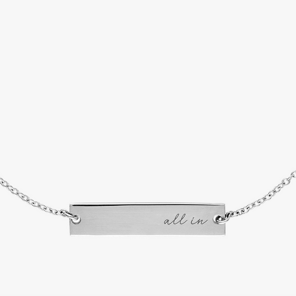 Clemson All In Horizontal Necklace Sterling Silver Close Up