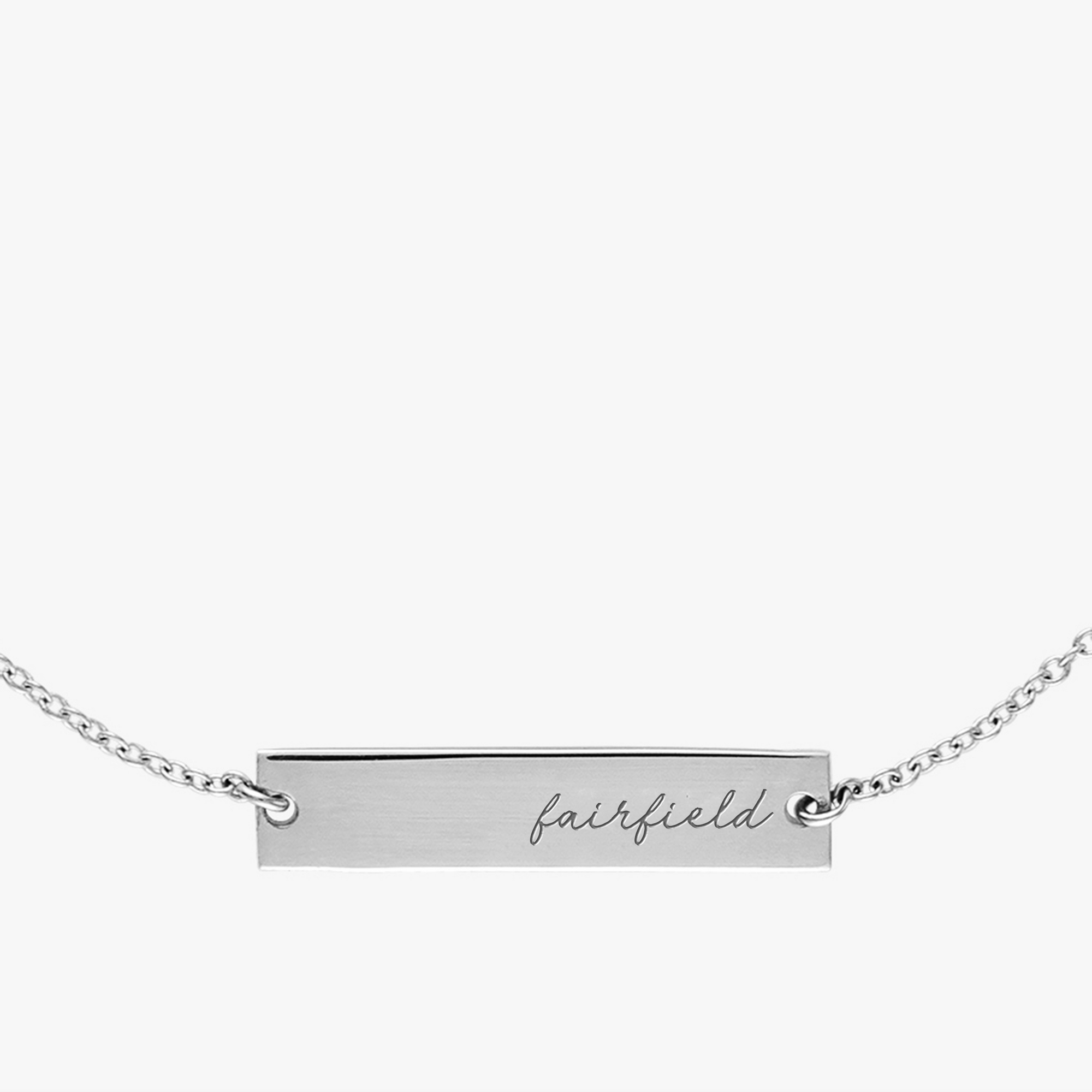 Fairfield University Horizontal Necklace Sterling Silver Close Up