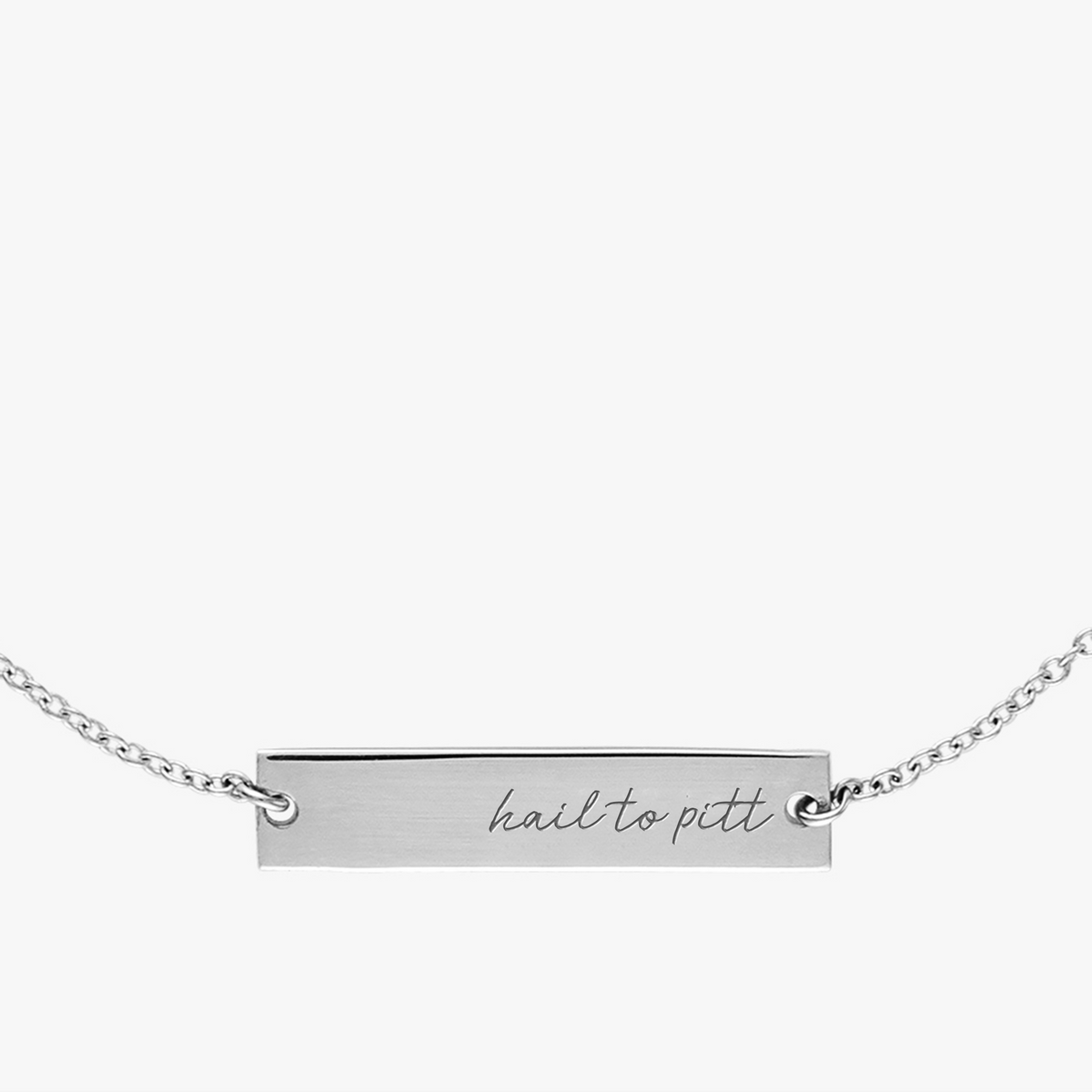 Pittsburgh University Horizontal Necklace Sterling Silver Close Up