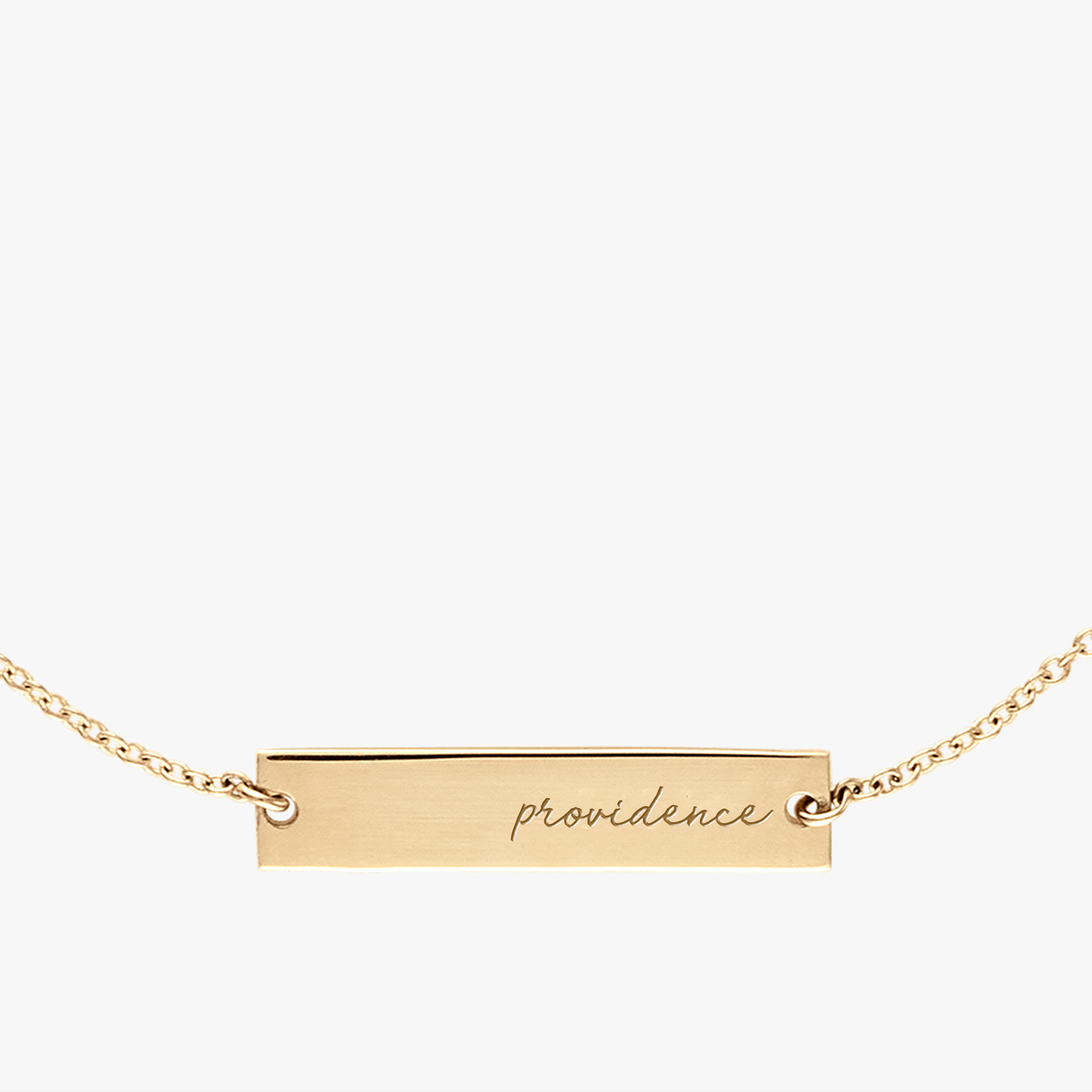 Providence University Horizontal Necklace Cavan Gold Close Up