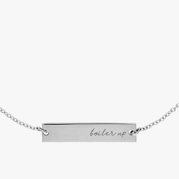 Purdue University Horizontal Necklace Sterling Silver Close Up