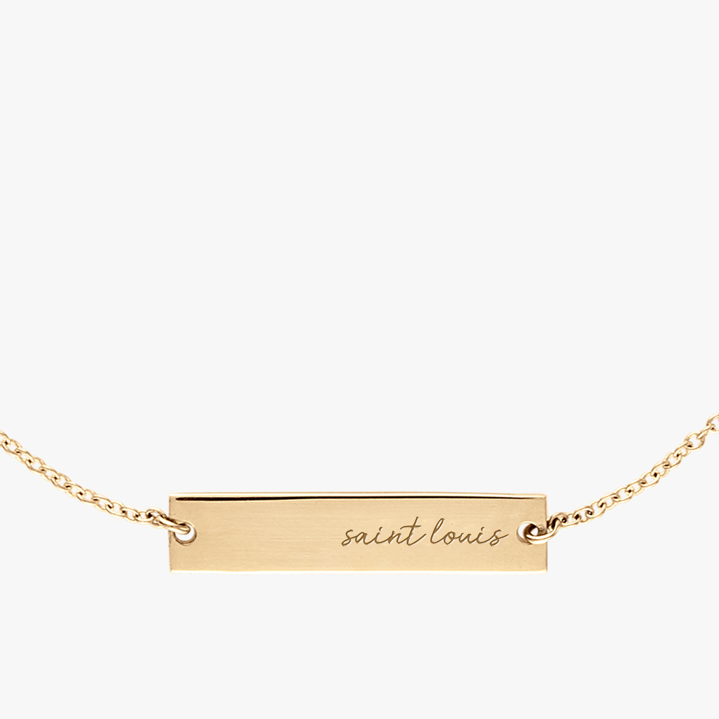 Saint Louis University Horizontal Necklace Cavan Gold Close Up