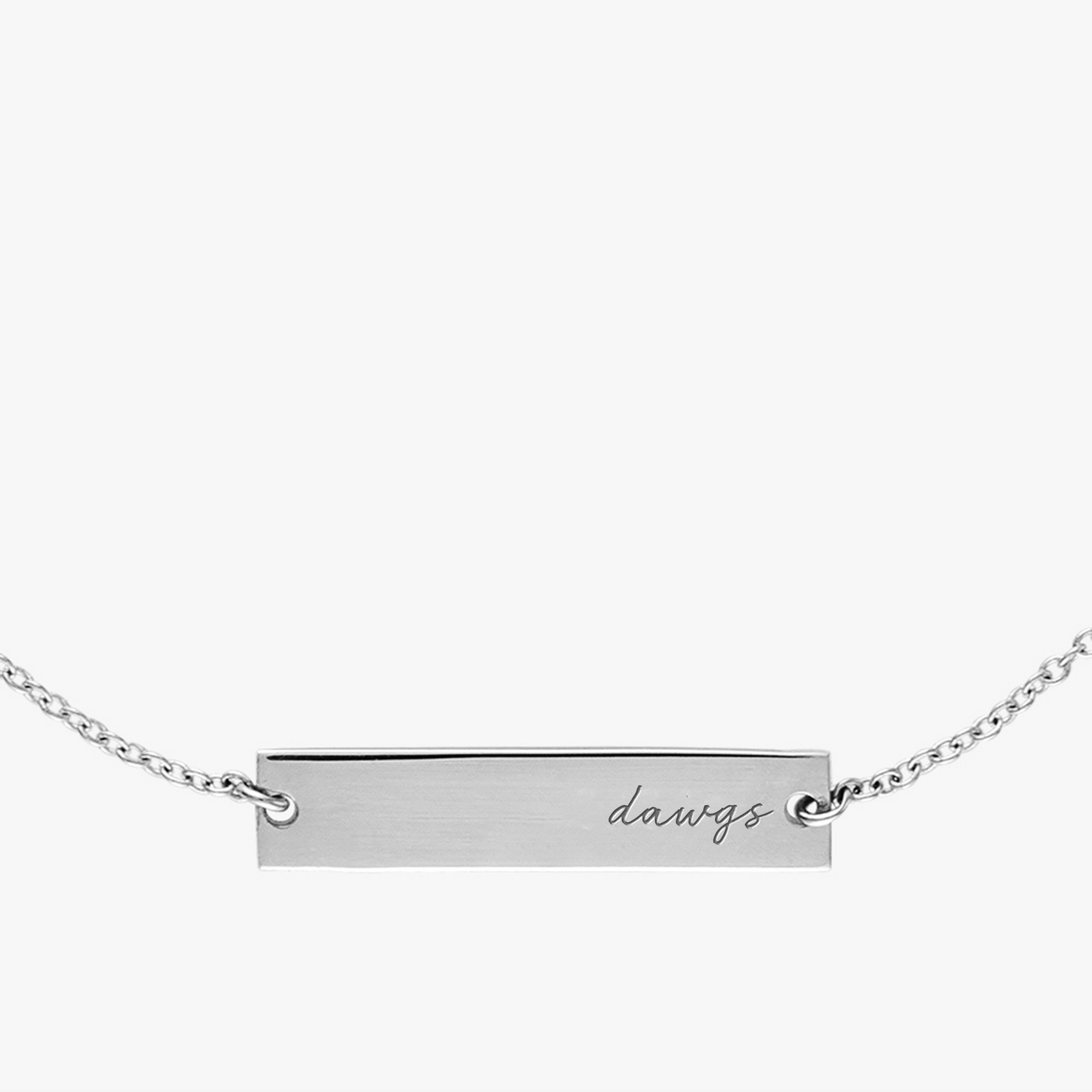 UGA Dawgs Horizontal Necklace Sterling Silver Close Up