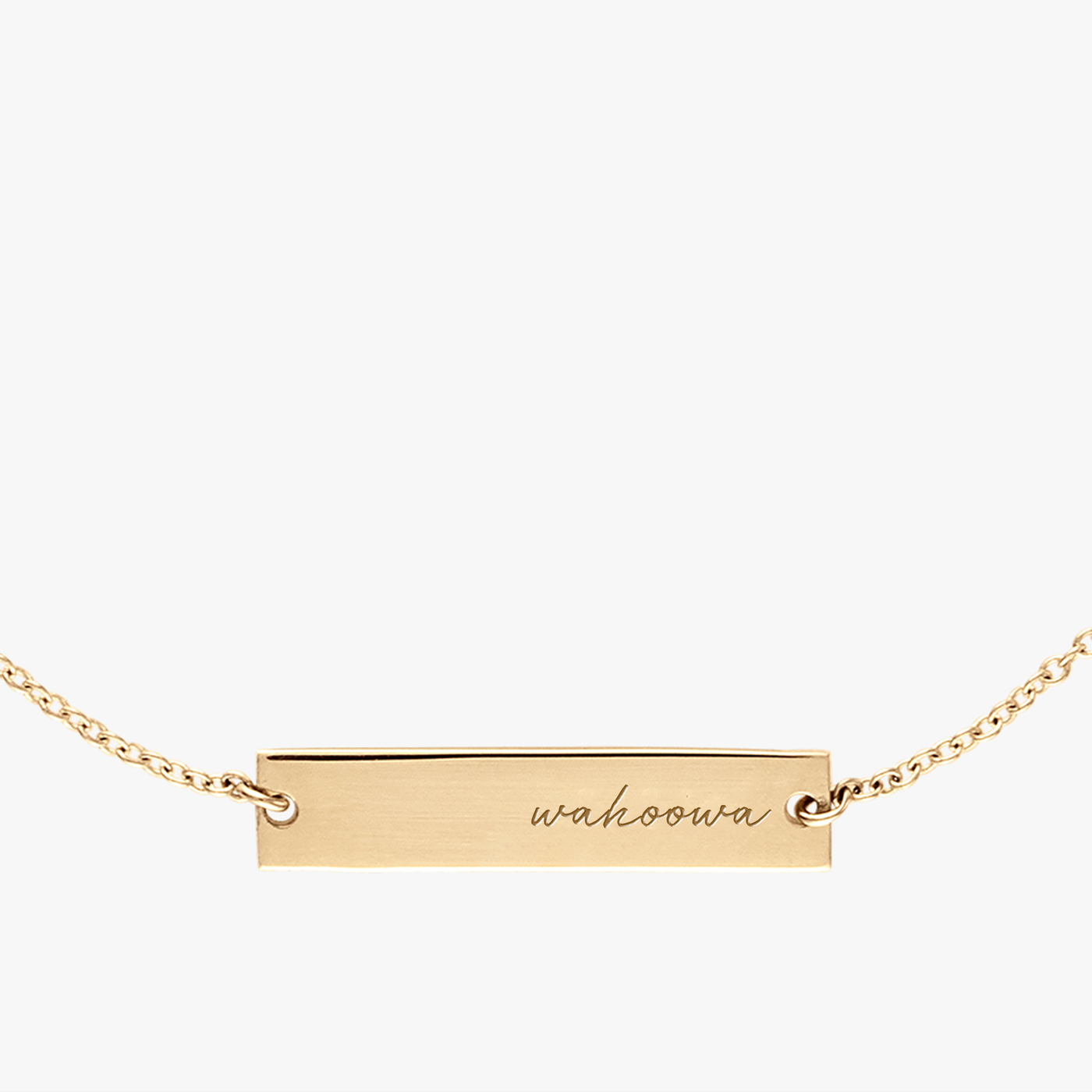University of Virginia Horizontal Necklace Cavan Gold Close Up