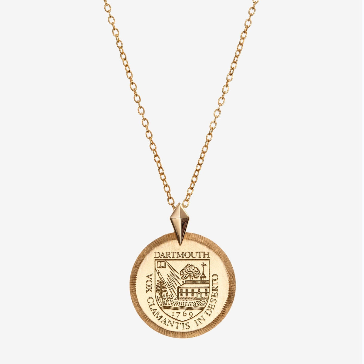Gold Dartmouth Florentine Crest Necklace Petite