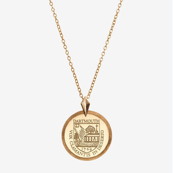 Gold Dartmouth Florentine Crest Necklace Petite