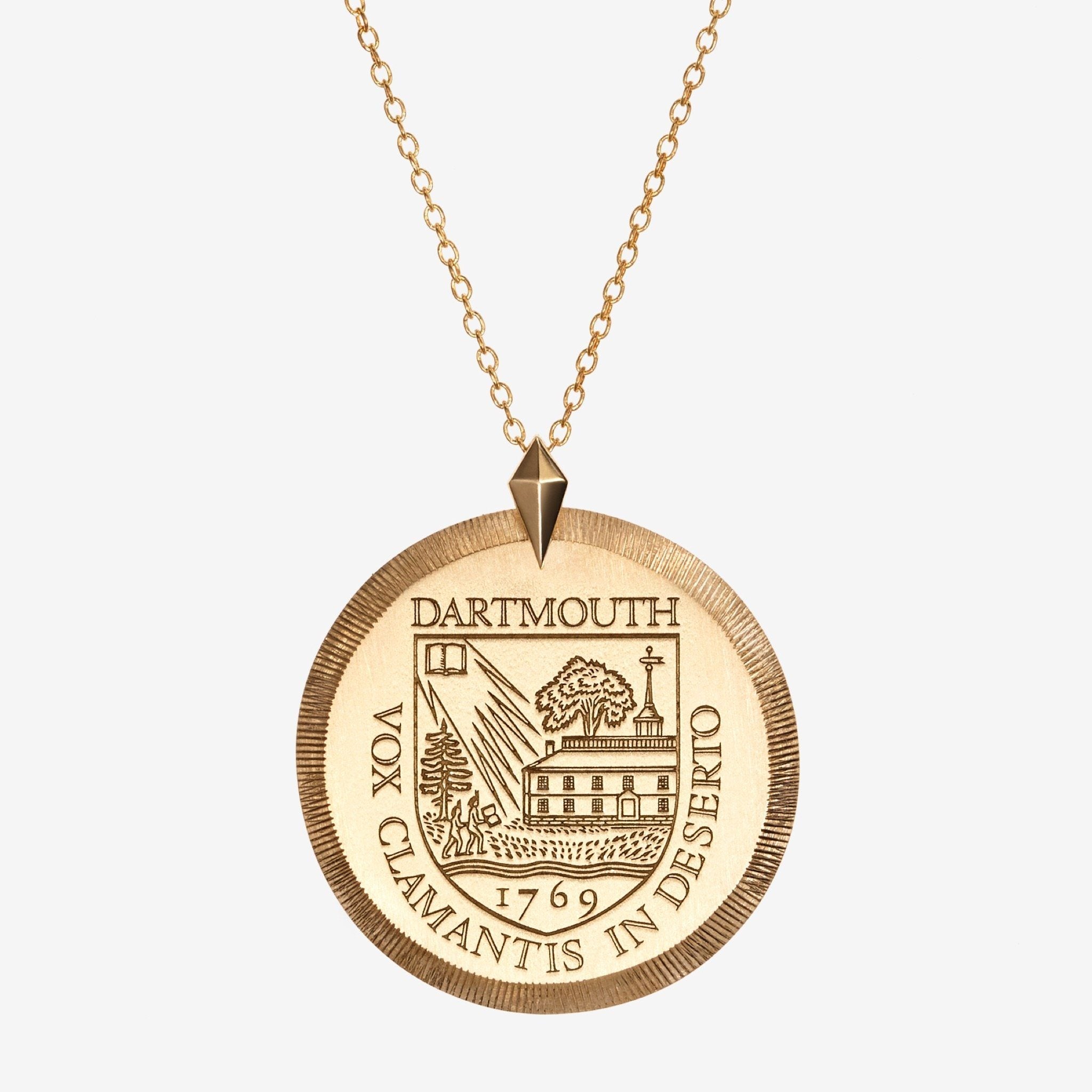 Gold Dartmouth Florentine Crest Necklace Large