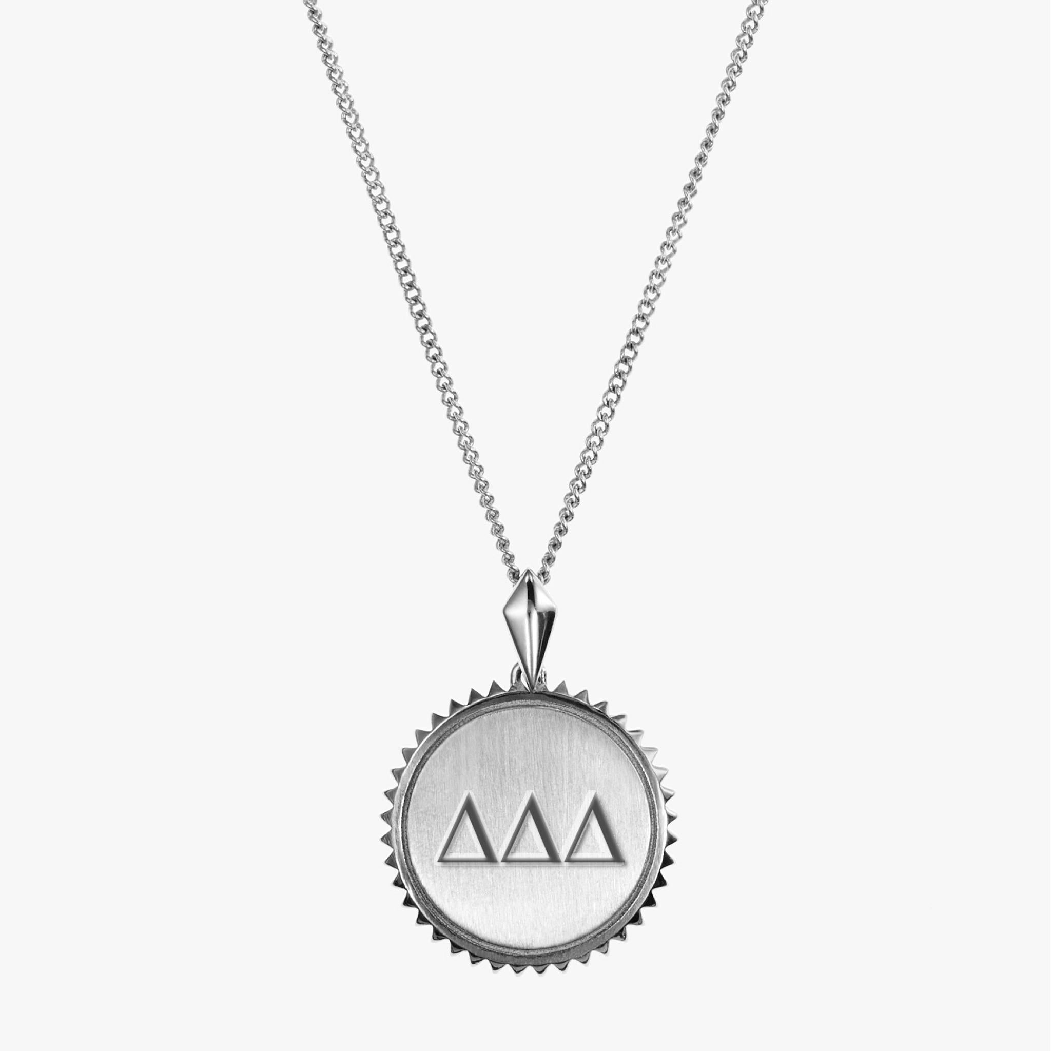 Silver Delta Delta Delta Sunburst Letters Necklace