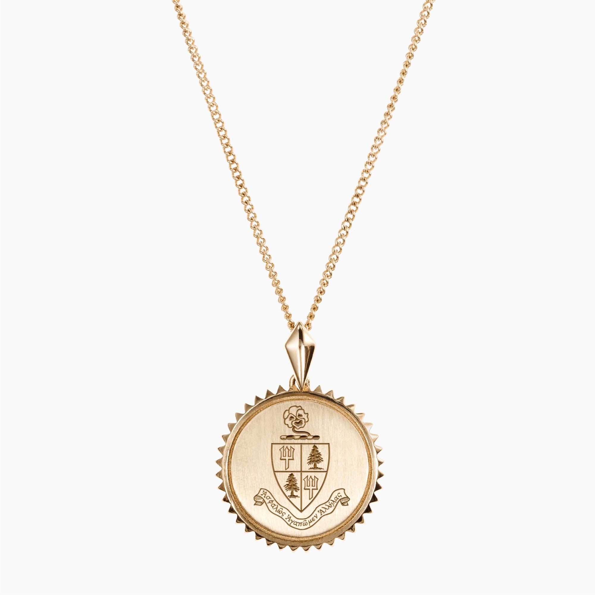 Gold Delta Delta Delta Sunburst Crest Necklace