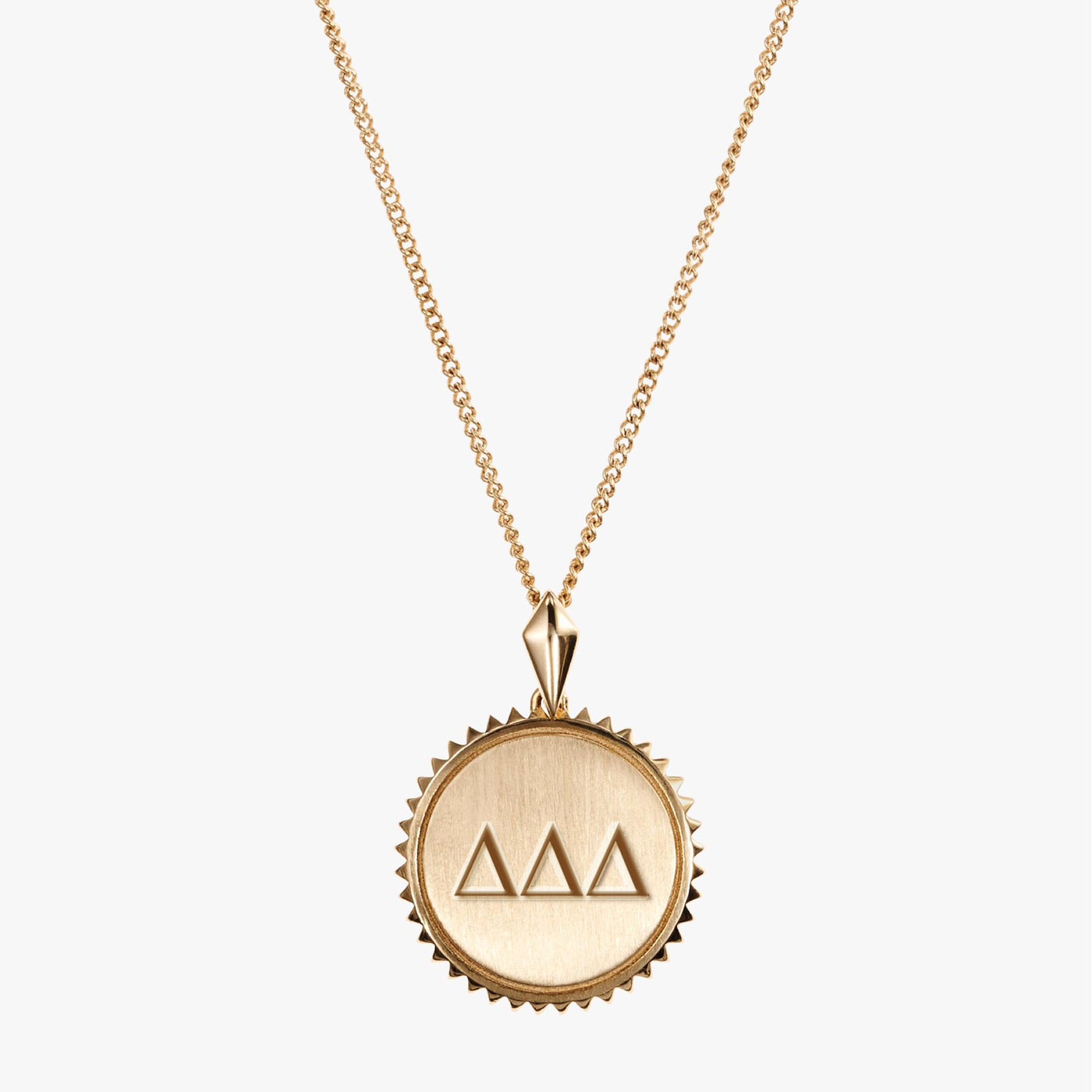 Gold Delta Delta Delta Sunburst Letters Necklace