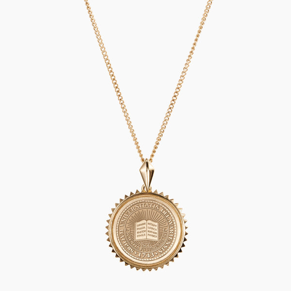 Gold Vermeil 14K Gold University of Delaware Crest Sunburst Necklace