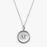 Silver Delta Gamma Sunburst Letters Necklace