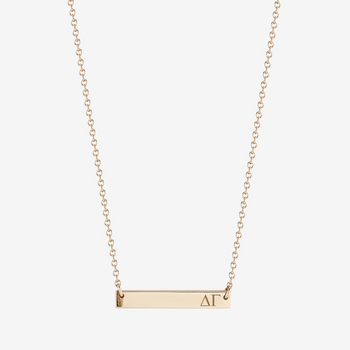 Delta Gamma Horizontal Bar Necklace in Cavan Gold and 14K Gold
