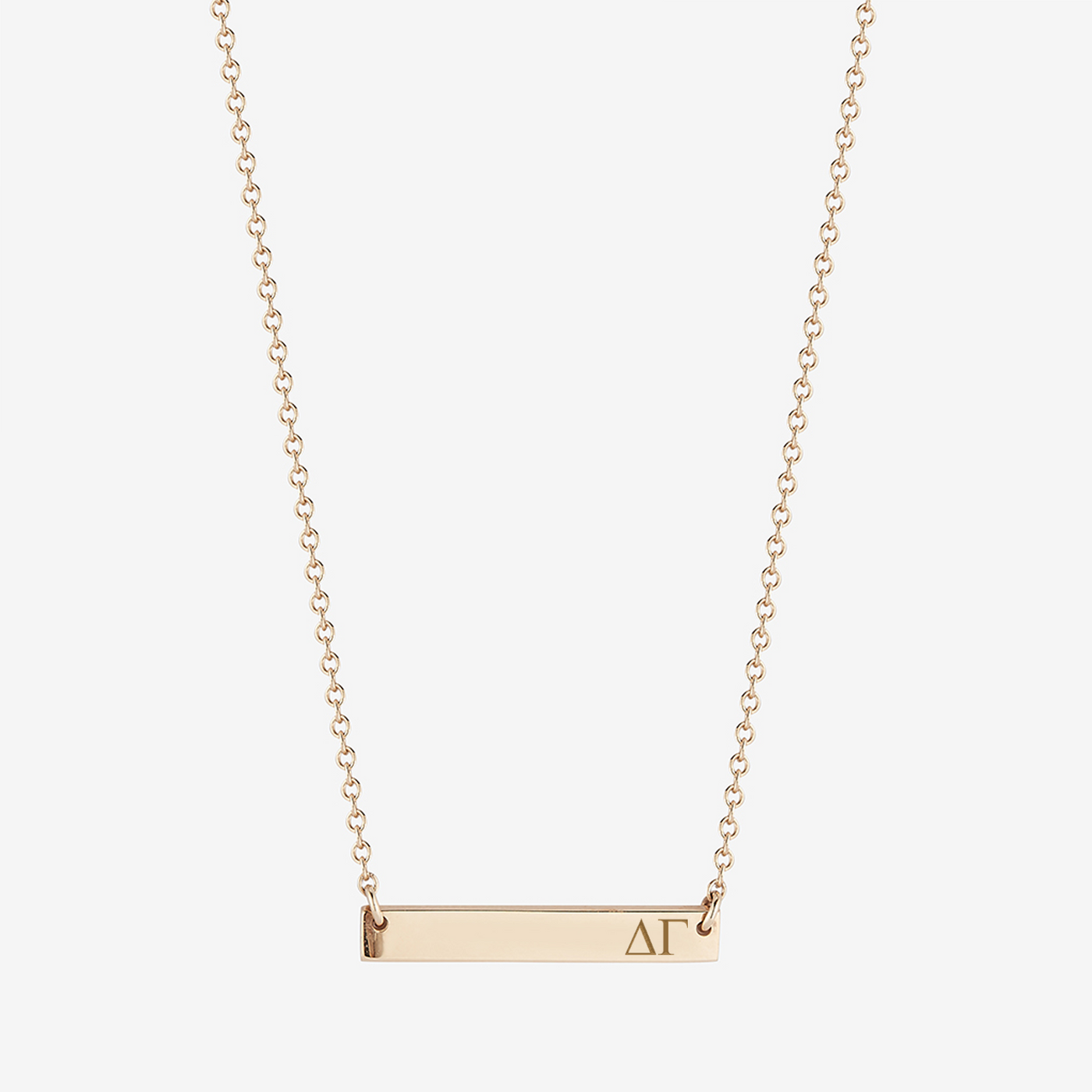 Delta Gamma Horizontal Bar Necklace in Cavan Gold and 14K Gold