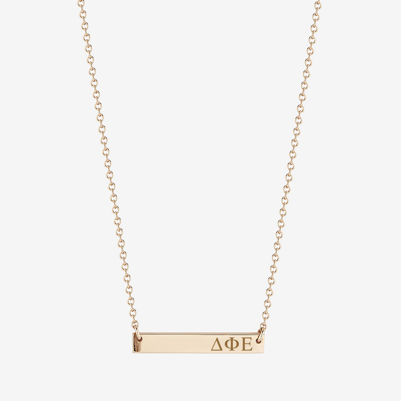 Delta Phi Epsilon Horizontal Bar Necklace in Cavan Gold and 14K Gold