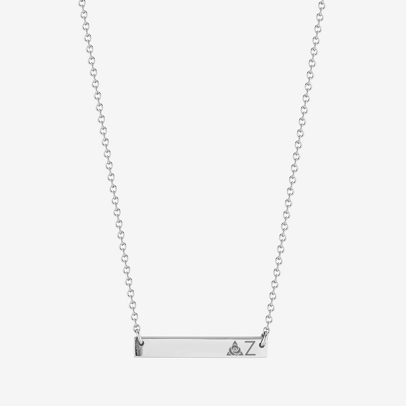 Delta Zeta Horizontal Bar Necklace in Sterling Silver