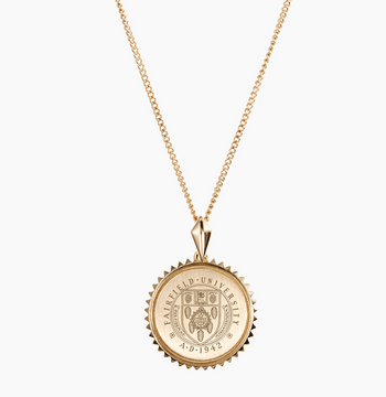 Gold Vermeil 14K Gold Fairfield University Crest Sunburst Necklace