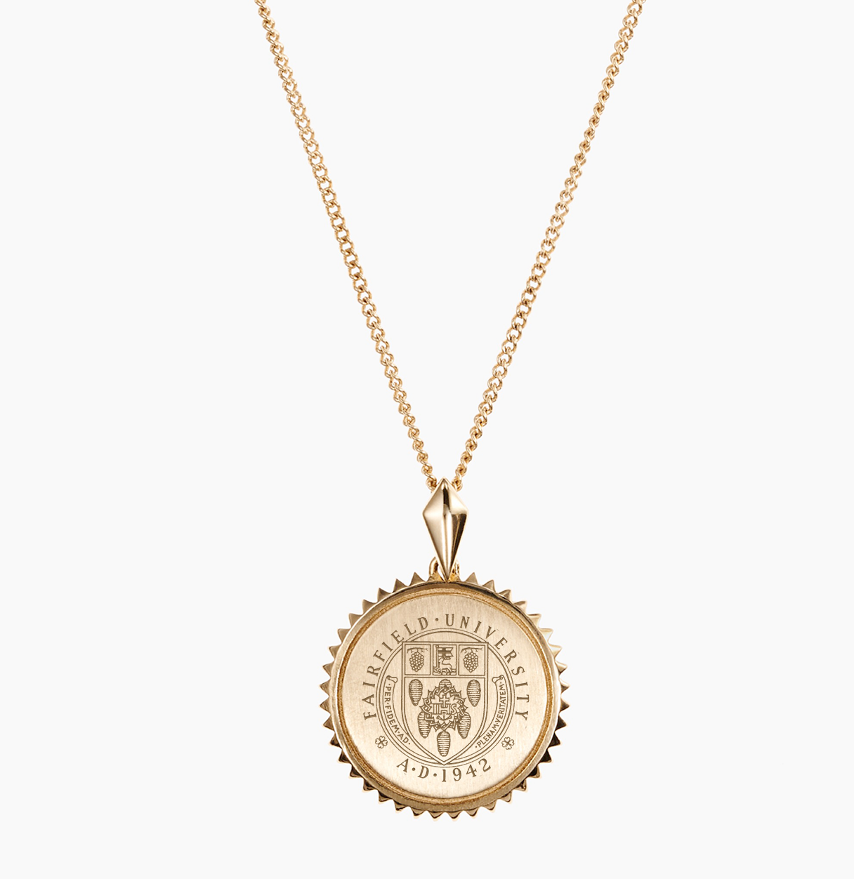 Gold Vermeil 14K Gold Fairfield University Crest Sunburst Necklace