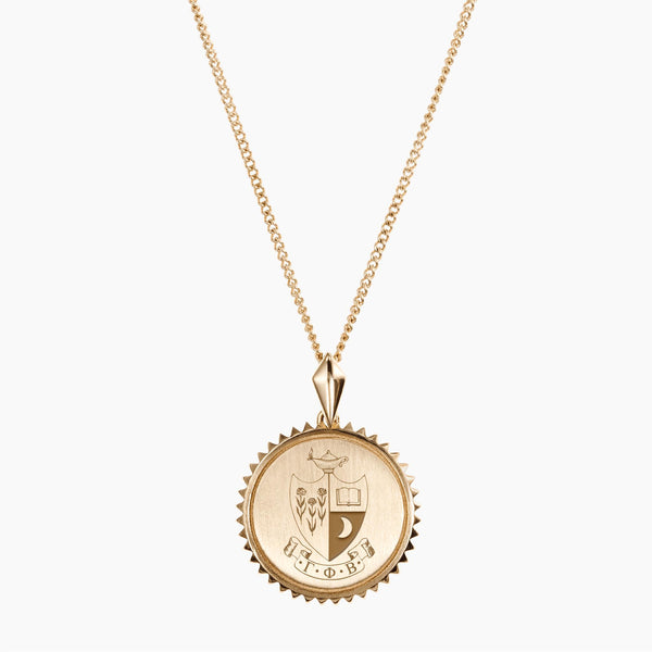 Gold Gamma Phi Beta Sunburst Crest Necklace