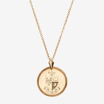 Gold Gamma Phi Beta Florentine Crest Necklace Petite