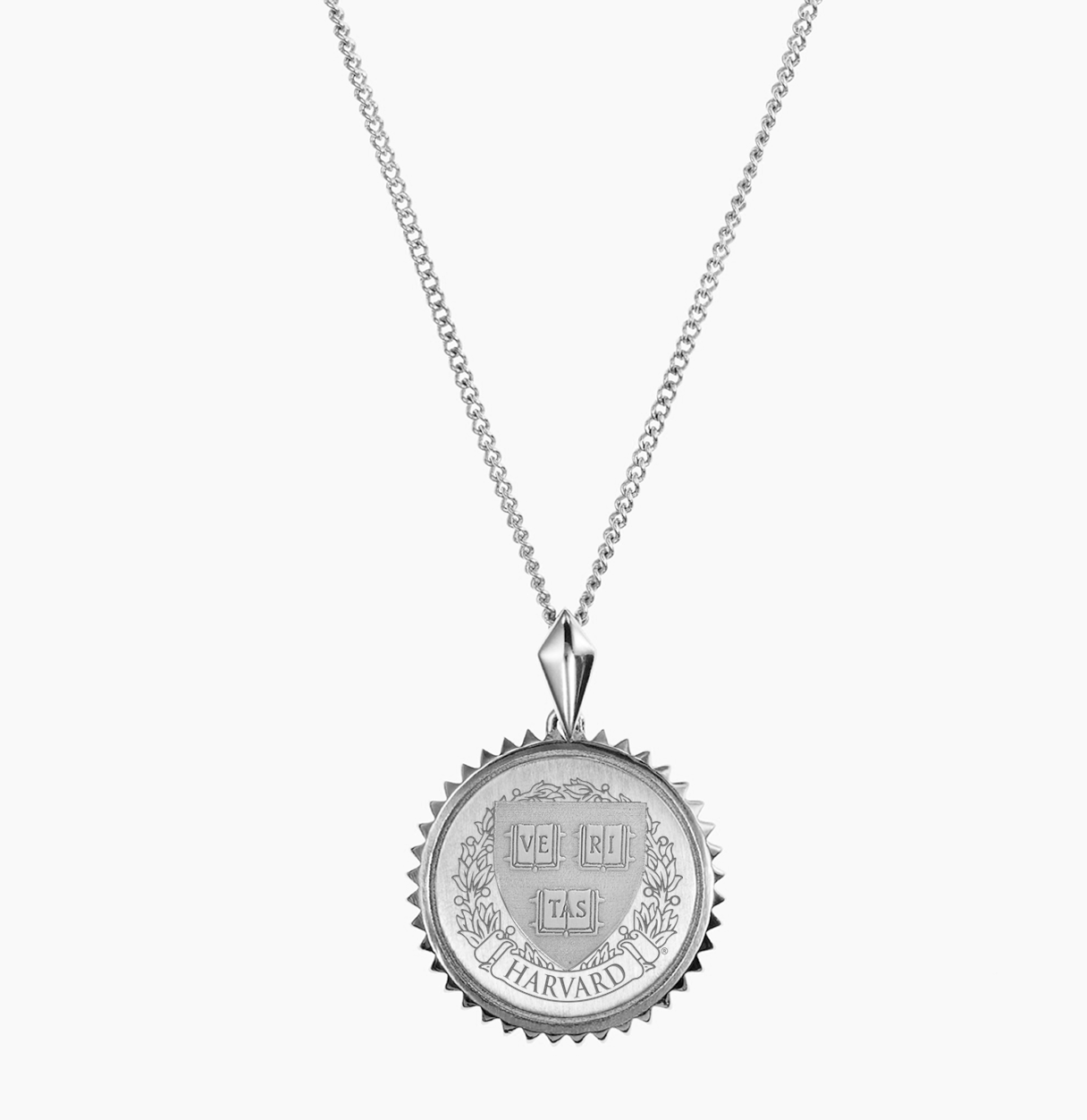 Harvard Crest Silver Sunburst Necklace