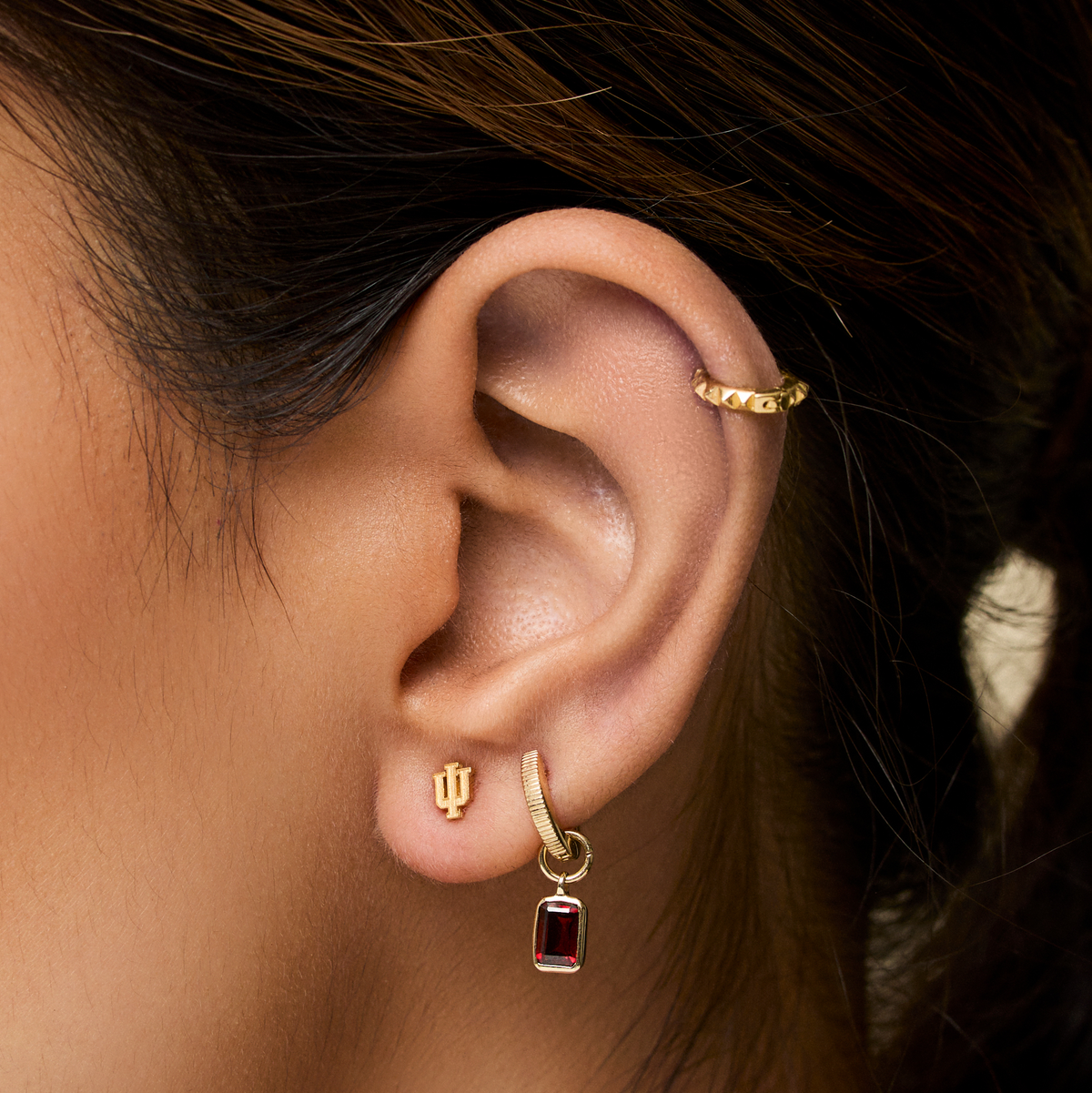Indiana IU Stud Earrings on Figure