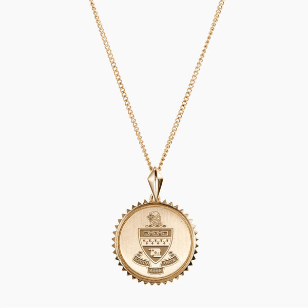 Gold Kappa Alpha Theta Sunburst Crest Necklace