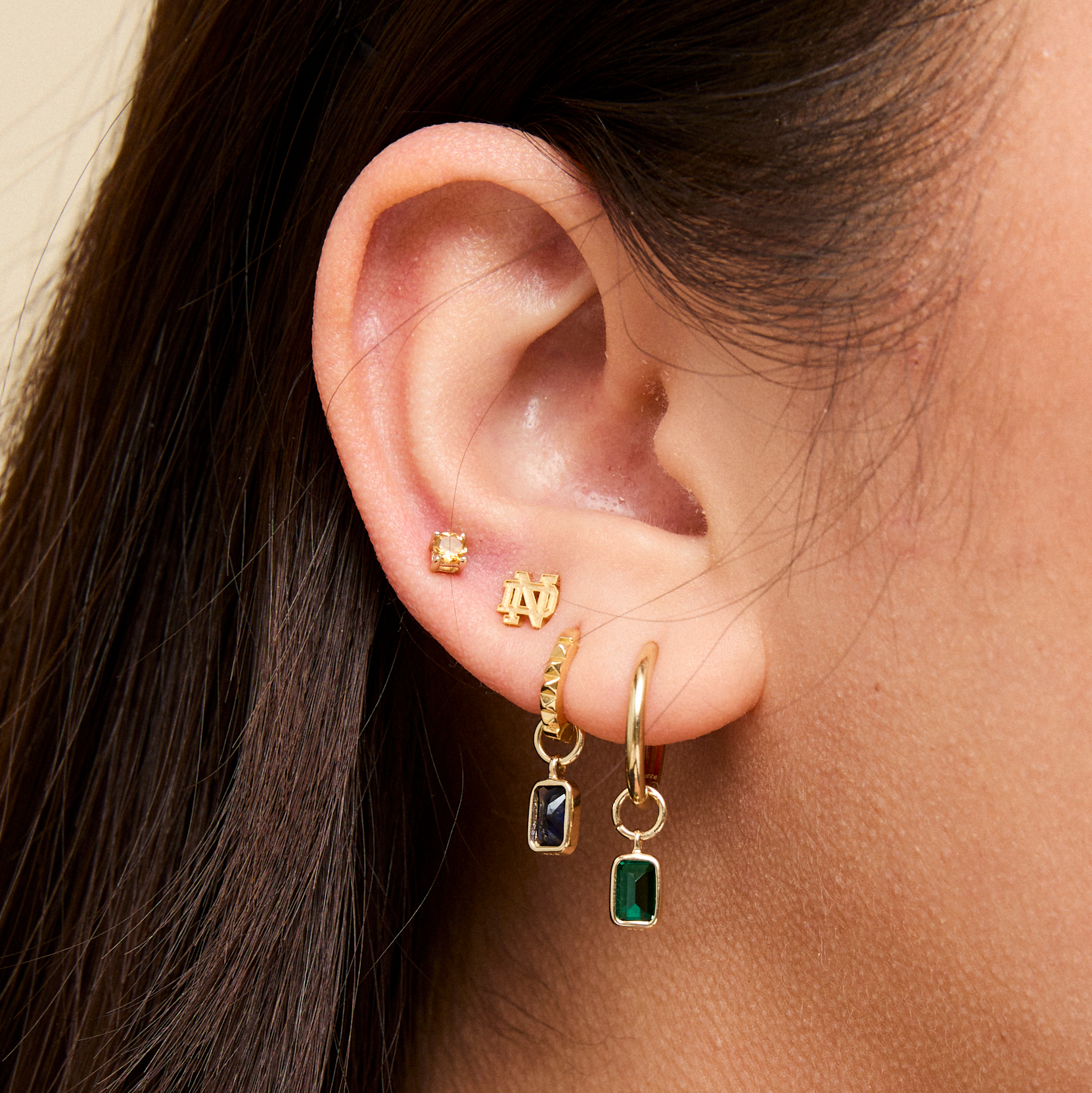Classic Gold-Plated Copper Stud Earrings Jewelry L-V Cute Little