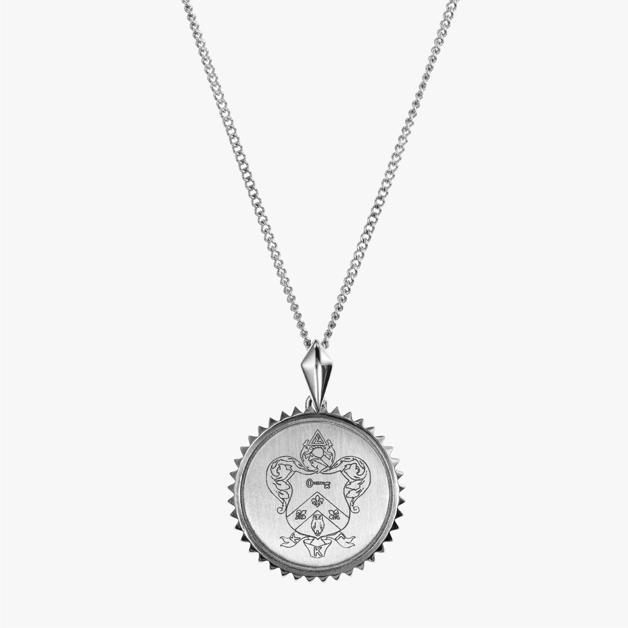 Sterling Silver Kappa Kappa Gamma Sunburst Crest Necklace