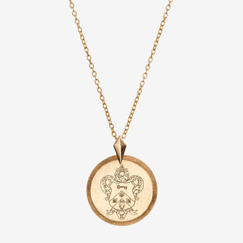 Gold Kappa Kappa Gamma Florentine Crest Necklace Petite