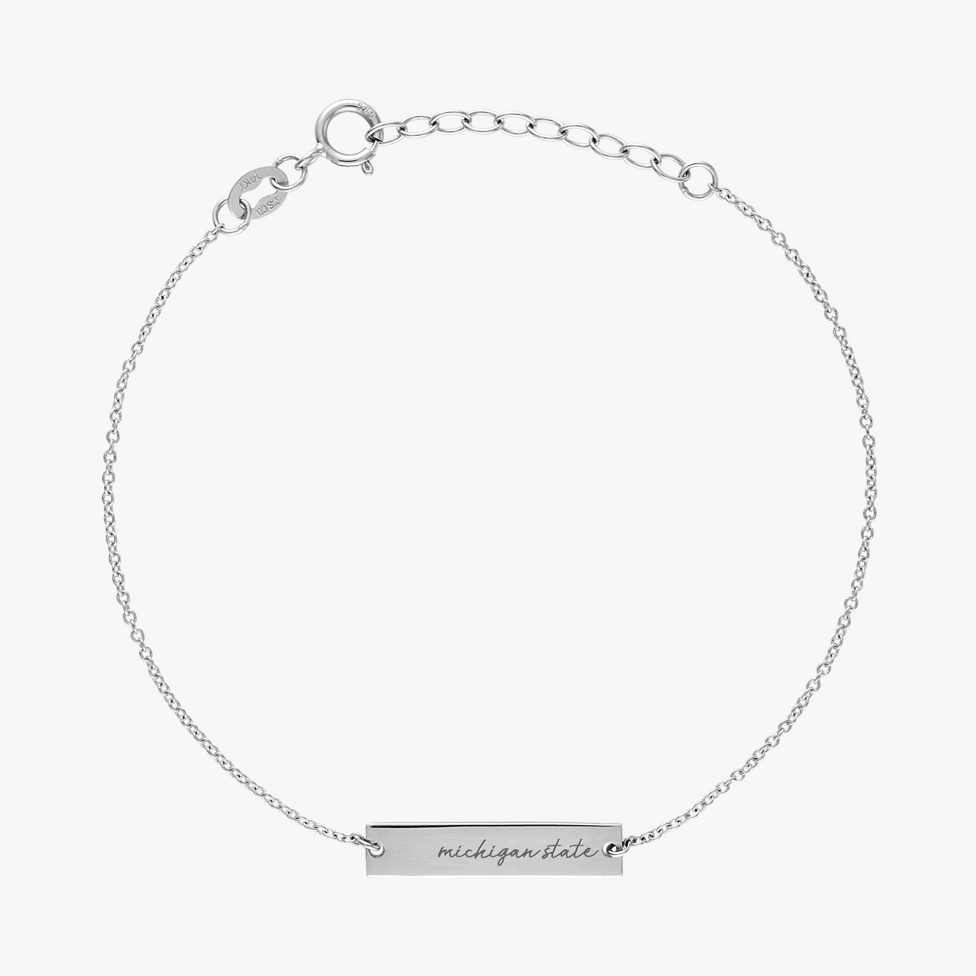 Michigan State Horizontal Necklace Sterling Silver