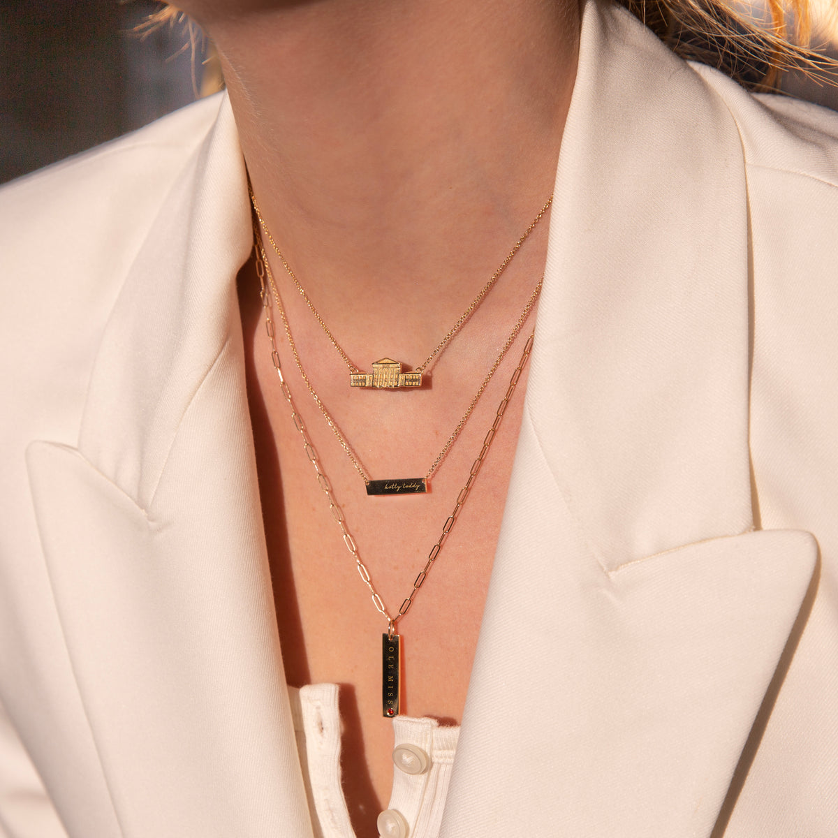 Ole Miss Hotty Toddy Horizontal Bar Necklace