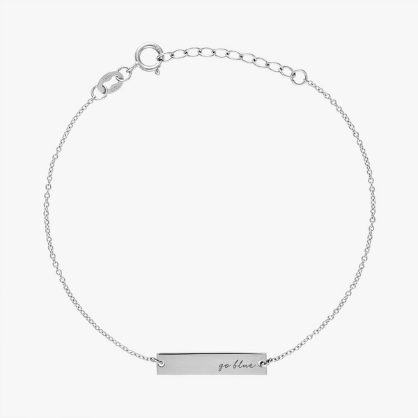 University of Michigan Go Blue Horizontal Necklace Sterling Silver
