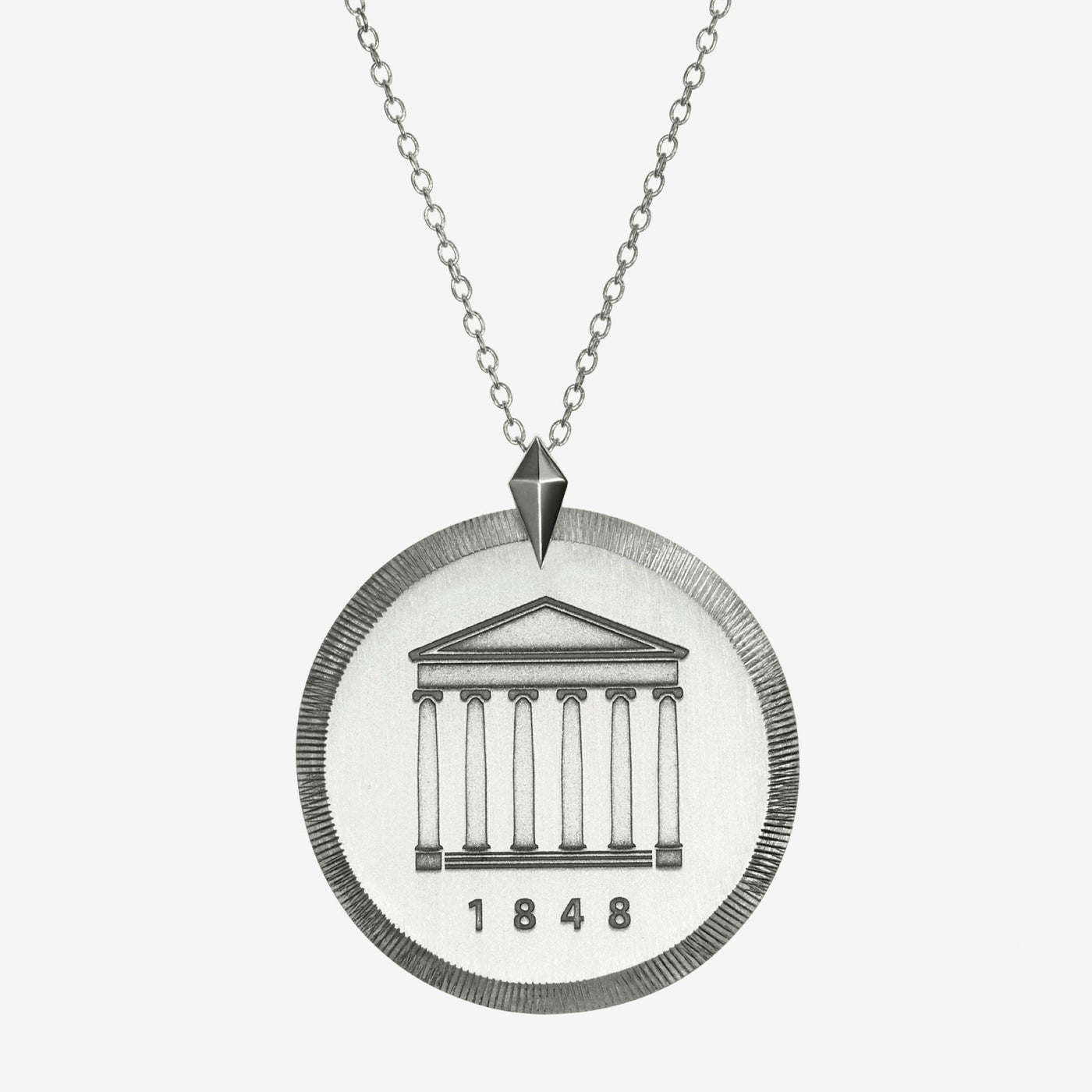 Silver Ole Miss Florentine Crest Necklace