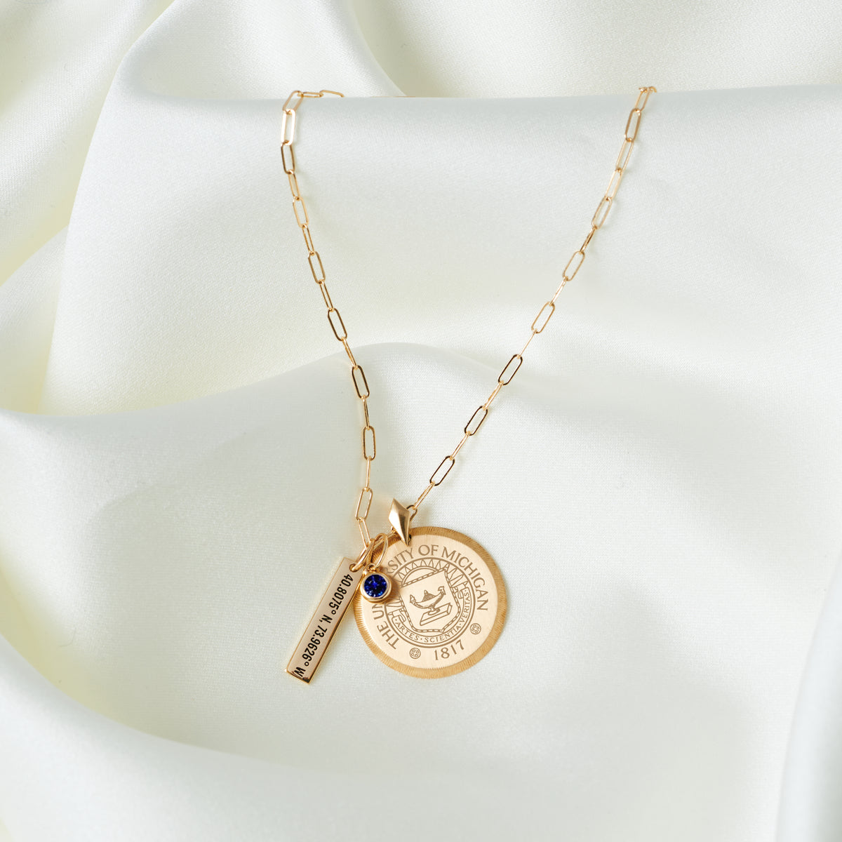 Michigan Florentine Crest Pendant