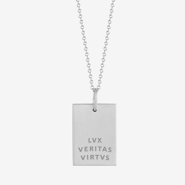 Lux Veritas Virtus Rectangle Necklace