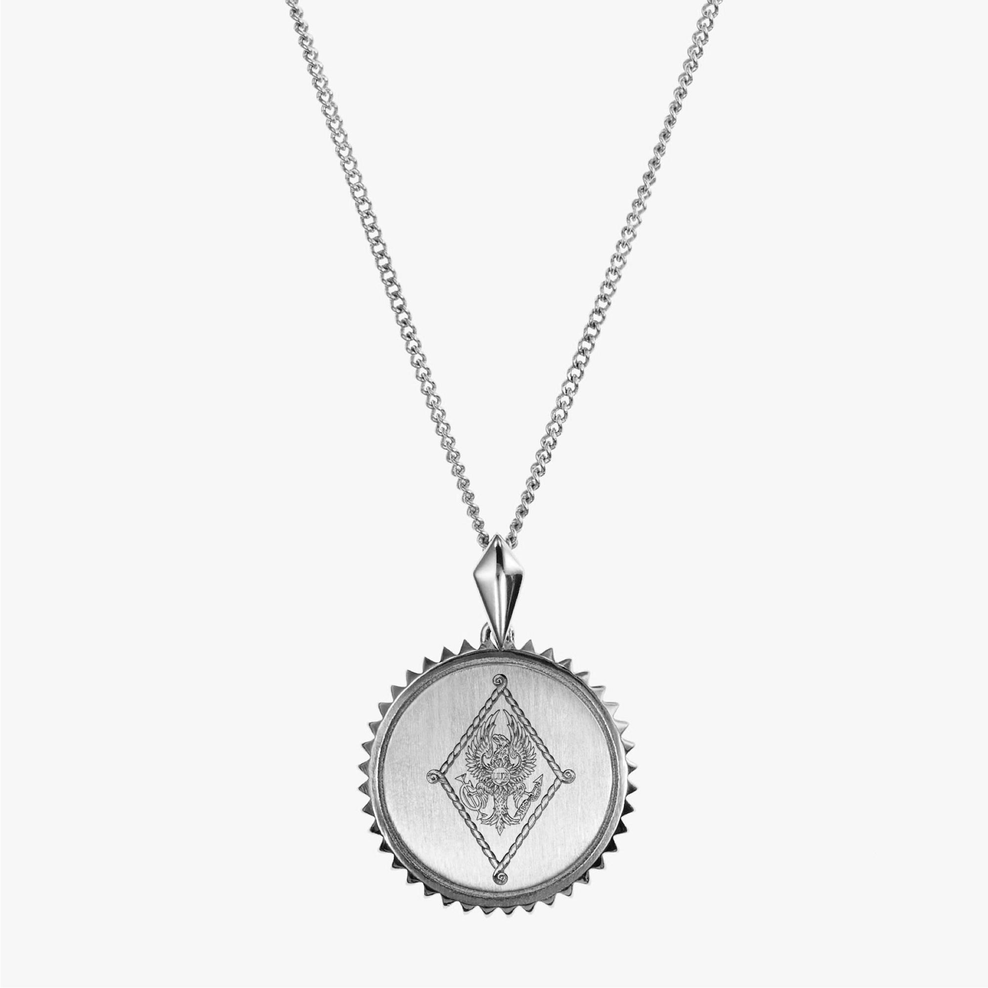 Silver Pi Beta Phi Sunburst Crest Necklace